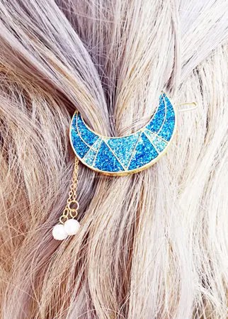Sweet Shiny Moon Beads Tassels Кулон Шарм Волосы Зажим Волосы Аксессуары для девочек Женское