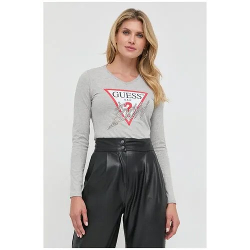 Лонгслив GUESS, хлопок, размер XS, серый