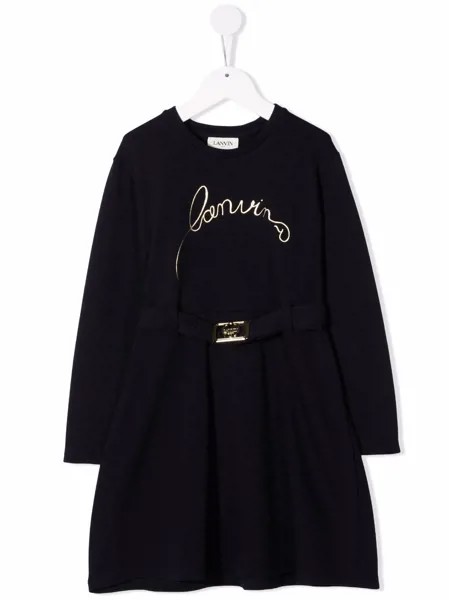 LANVIN Enfant трикотажное платье с вышитым логотипом