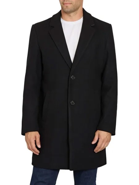 Однобортное пальто из смесовой шерсти Sam Edelman, черный