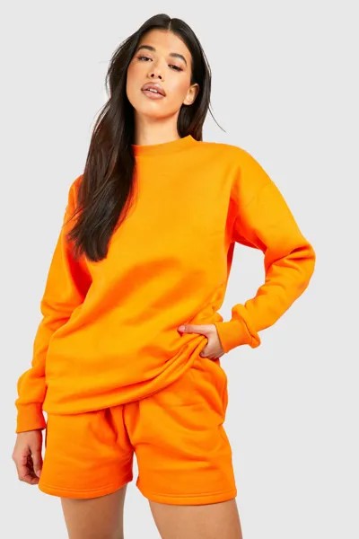 Высокая однотонная толстовка короткий спортивный костюм Boohoo, оранжевый