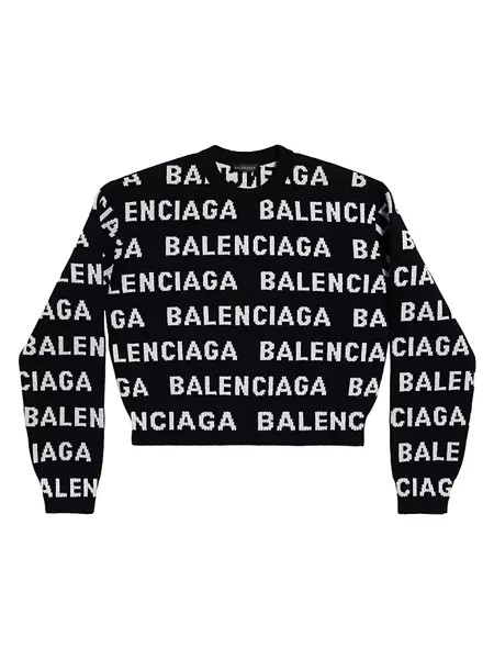 Горизонтальный укороченный свитер Bal по всей длине Balenciaga, черный