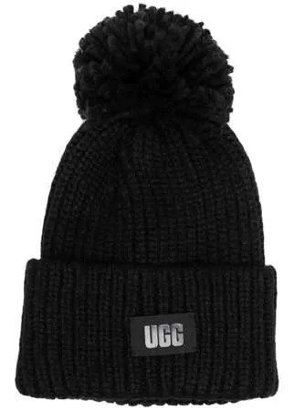 UGG шапка бини крупной вязки с помпоном