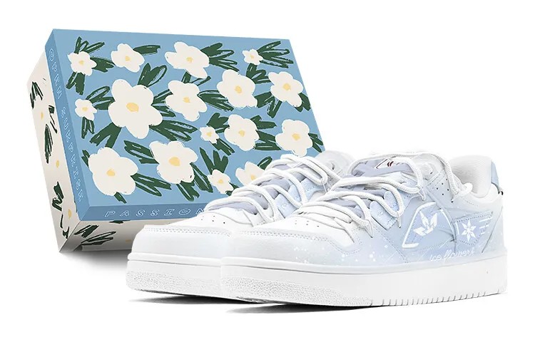 Кроссовки LINING Skateboarding Shoes Women's Low-top White, голубой