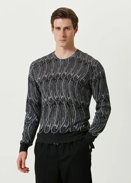 Серый шелковый свитер с узором Etro