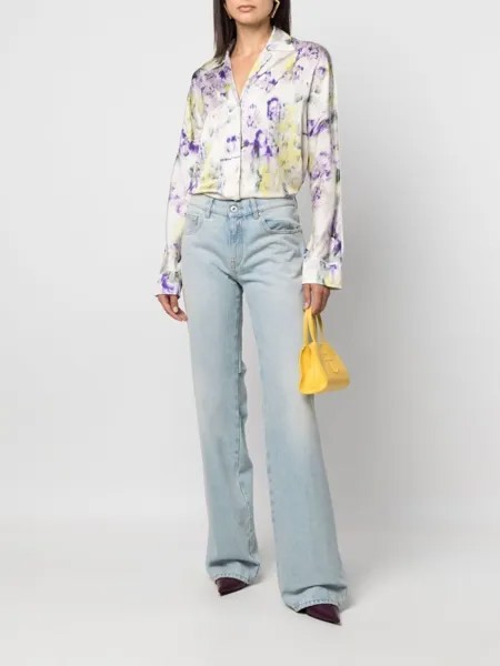 Пижамная рубашка Chine Satin с цветочным принтом Off-White, зеленый