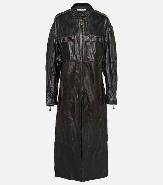 Кожаное пальто со вставками Acne Studios, черный