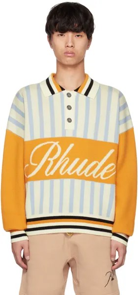 Разноцветная полосатая футболка-поло Rhude