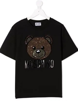 Moschino Kids футболка с пайетками