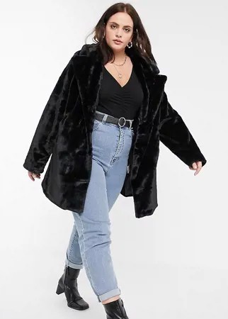 Пальто в стиле oversized из искусственного меха Wednesday's Girl Curve-Черный