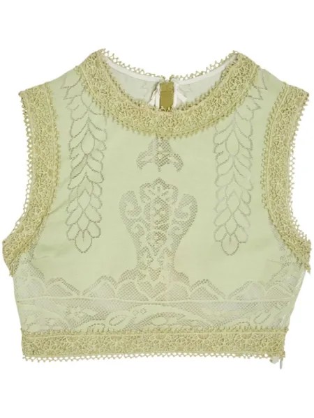 Укороченный топ Jardin d'Eden в технике макраме Giambattista Valli, зеленый