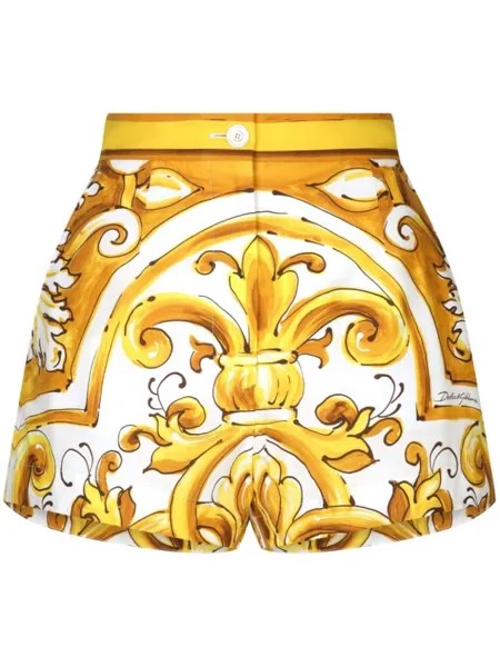 Dolce & Gabbana шорты с принтом Majolica, желтый