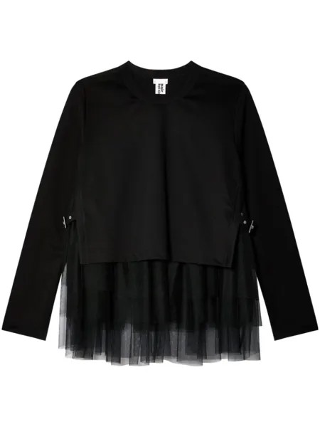 Noir Kei Ninomiya футболка со вставкой из тюля, черный