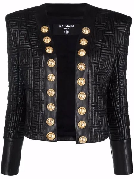 Balmain стеганая куртка с монограммой