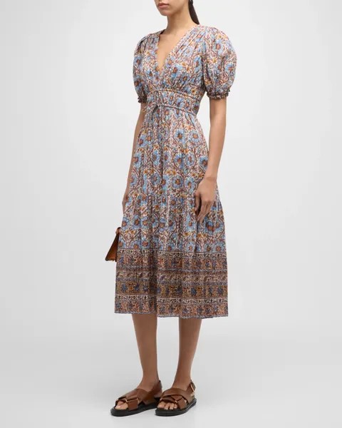 Платье миди Ilana с пышными рукавами Ulla Johnson, цвет Caspia