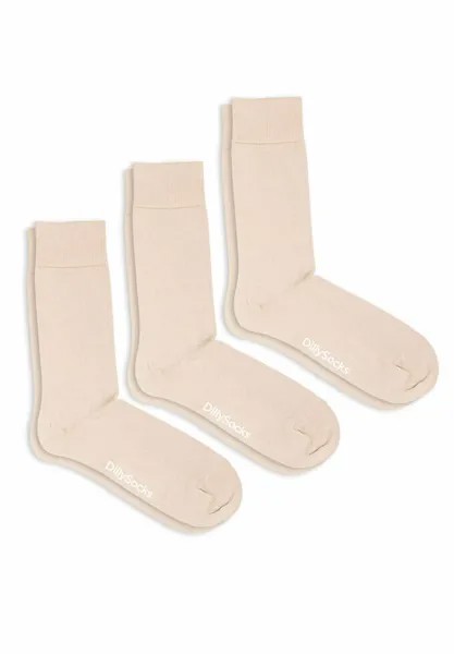 В упаковке 3 носка одного цвета гладкие. Dilly Socks, бежевый