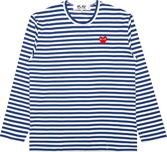 Футболка Comme des Garçons PLAY Striped Big Heart Long-Sleeve T-Shirt 'Blue/White', синий