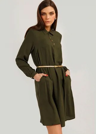 Платье-рубашка женское Finn Flare B19-32074 зеленое XL