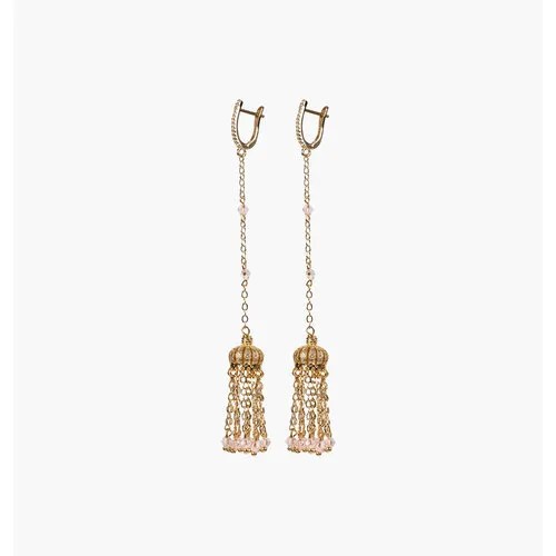 Серьги цепочки VERUSCHKA JEWELRY, фианит, золотой