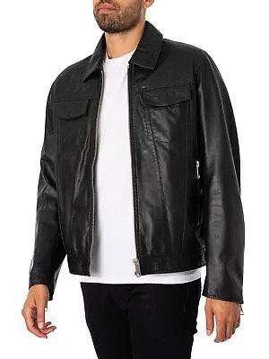Мужская кожаная куртка с карманом Antony Morato, черная