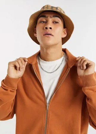 Куртка Харрингтон в стиле oversized из трикотажа выбеленного коричневого цвета ASOS DESIGN-Коричневый