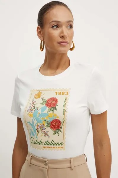 Хлопковая футболка Weekend Max Mara, белый