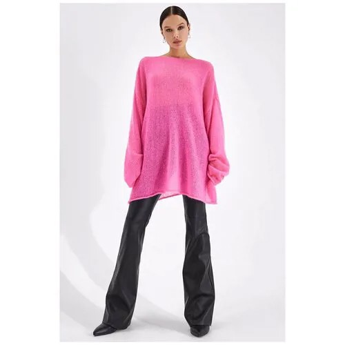 Свитер TOPTOP STUDIO паутинка оверсайз, Розовый, One size