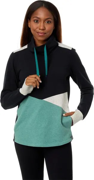 Толстовка Cozy Color-Block Sweatshirt L.L.Bean, цвет Midnight Black/Sea Green Heather