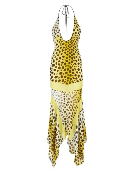 Платье миди с принтом Saskia Cheetah The Attico, желтый