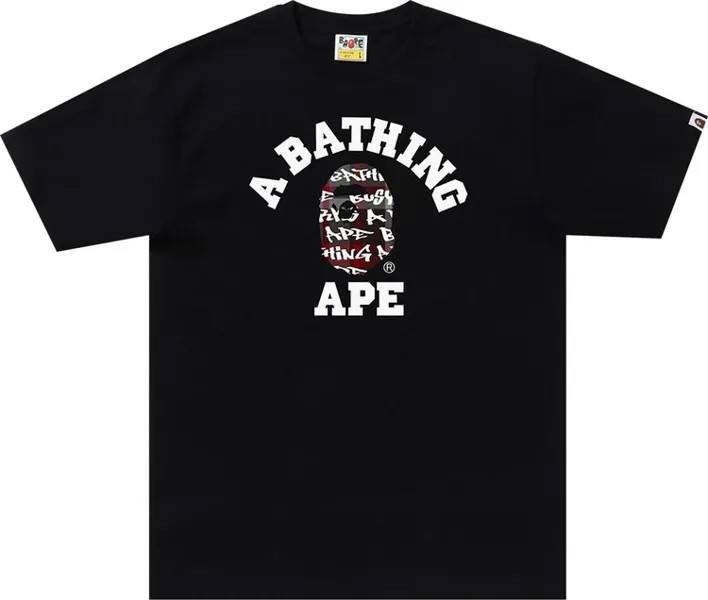 Футболка BAPE Graffiti Check College Tee 'Black', черный