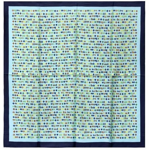 Платок Mila Schon, натуральный шелк, 90х90 см, синий, зеленый