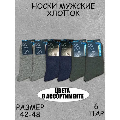 Носки , 6 пар, размер 42-48, мультиколор