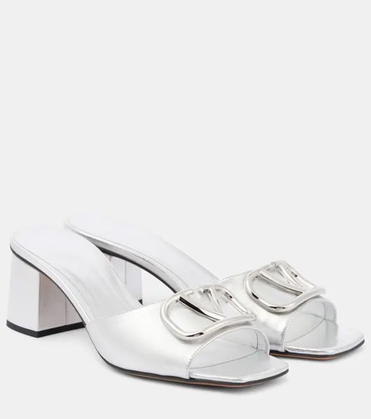 Мюли VLogo Signature из кожи металлик Valentino Garavani, серебряный