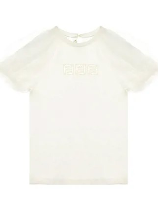 Белая футболка с рукавами-фонариками Fendi