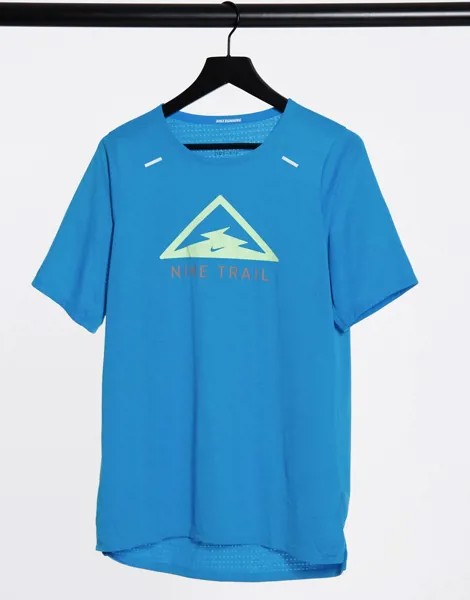 Голубая футболка для бега с логотипом Nike Running Trail 365-Синий