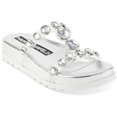Karl Lagerfeld Paris Женские серебряные шлепанцы Belinda 5 Medium (B,M) 6505