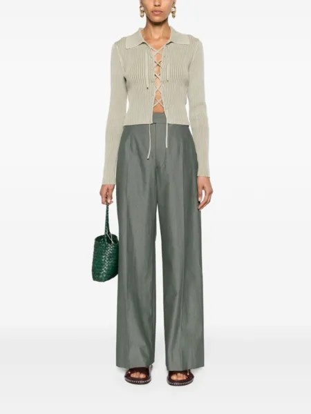 Filippa K топ в рубчик со шнуровкой, зеленый