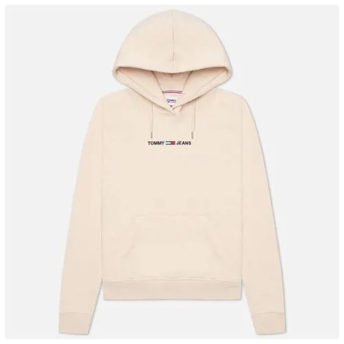 Женская толстовка Tommy Jeans Linear Logo Hoodie бежевый , Размер L
