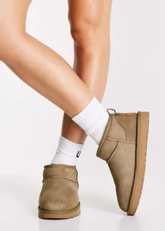 Темно-бежевые полусапожки UGG Classic Ultra Mini-Коричневый цвет