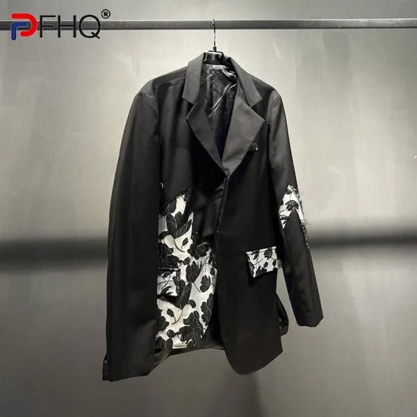 Весна 2023, модный элегантный повседневный пиджак PFHQ с пэчворком и принтом, Стильный дизайнерский Асимметричный пиджак высокого качества, одежда