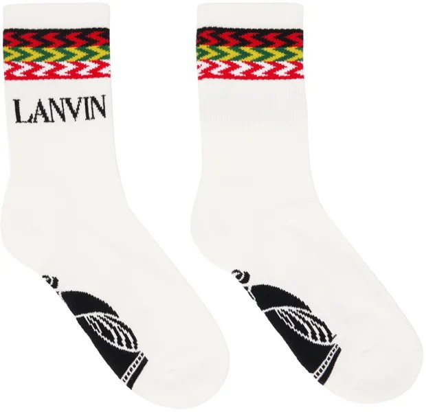 Белые бордюрные носки Lanvin, цвет White/Multicolor