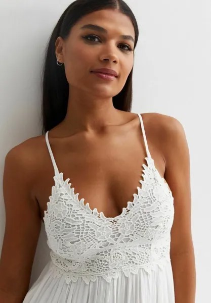 Длинное платье Strappy Split Hem Maxi Dress New Look, белое