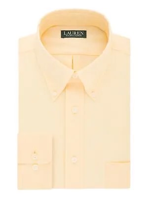 RALPH LAUREN Мужская желтая классическая классическая рубашка с острым воротником Easy Care L 16- 32/33