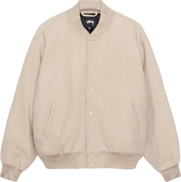 Куртка Stussy Sport Melton Varsity 'Oatmeal', кремовый