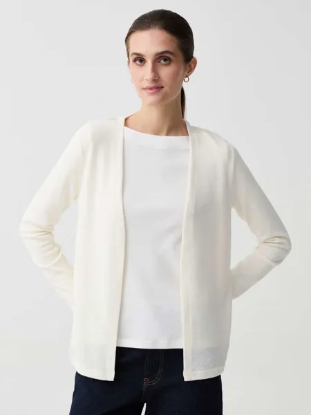 Открытый меланжевый кардиган Ovs, цвет soft white