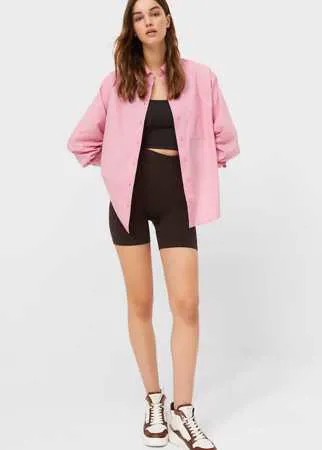 Stradivarius Рубашка Прямого Кроя Светло-Розовый M