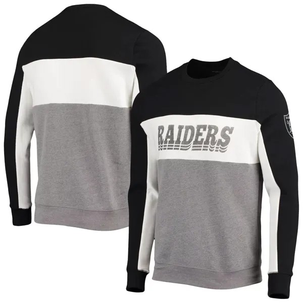 Мужской пуловер с цветными блоками, черный/серебристый Las Vegas Raiders, толстовка