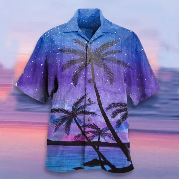 Мужская пляжная рубашка кокосового цвета с коротким рукавом