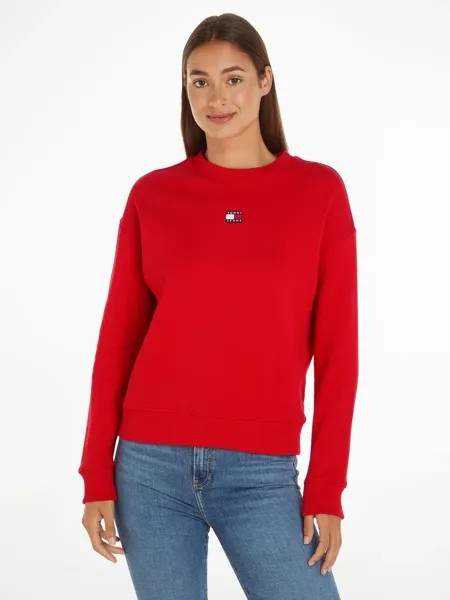 Толстовка Tommy Jeans с заниженными плечами и логотипом спереди, малиновый