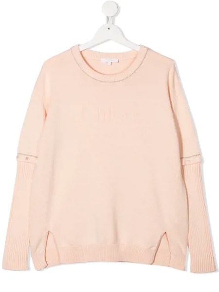 Chloé Kids джемпер с рукавами в рубчик